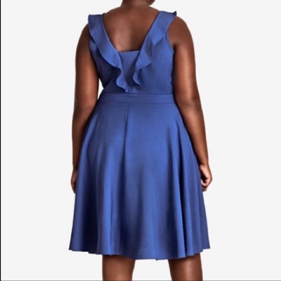 City Chic Blue Flirty Flutter Dress - Picture 8 of 13